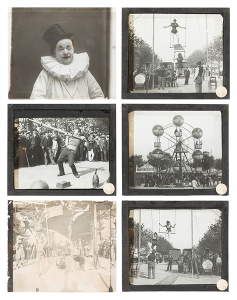  [CIRCUS – GLASS PLATES / SLIDES]. Group of 6 glass slides o...