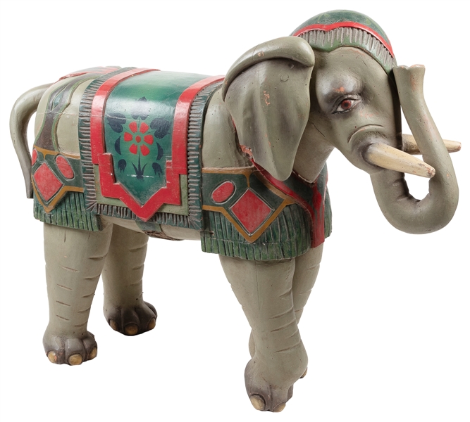  Carved Circus Elephant Figure. Small carousel type figure, ...