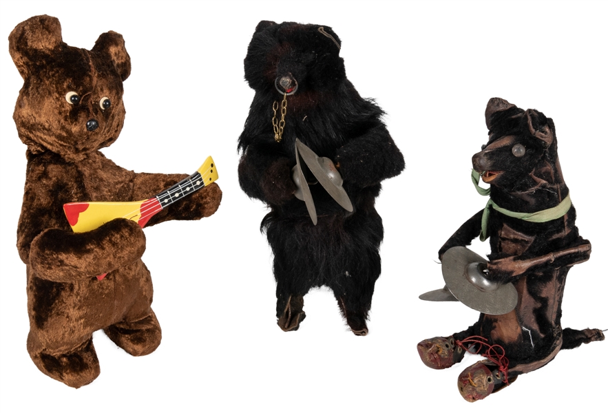  Group of 3 Performing Toy Bear Toys. German, ca. 1900s—30s....