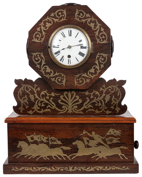  Regency Marquetry Mantel Clock. England, 19th century. Anti...