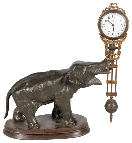  Junghans Elephant Table Clock. Germany, ca. 1910s. Spelter ...