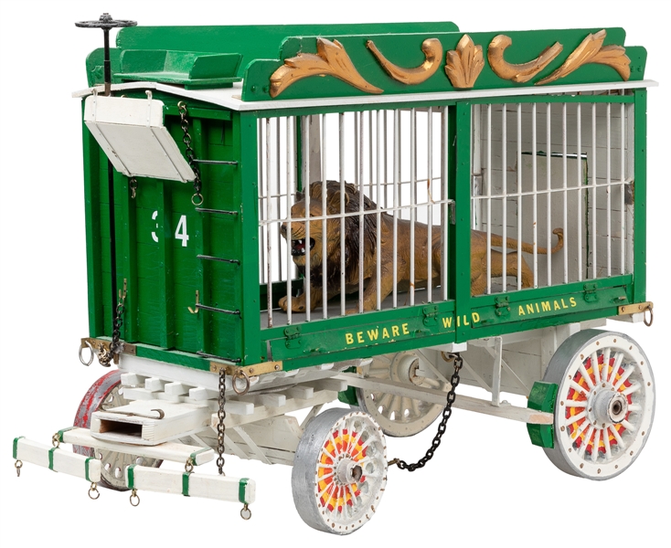  John Sapita Model Circus Cage Wagon. Painted wood and metal...