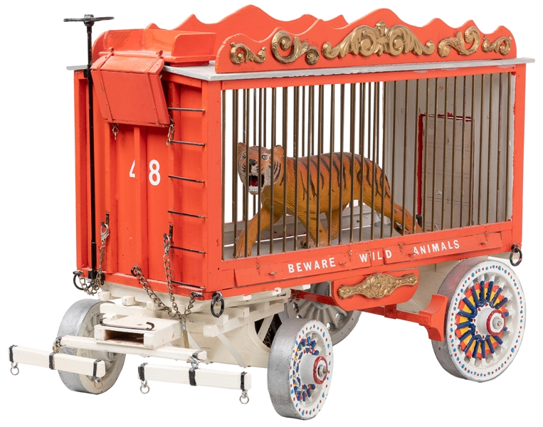  John Sapita Model Circus Cage Wagon. Painted wood and metal...