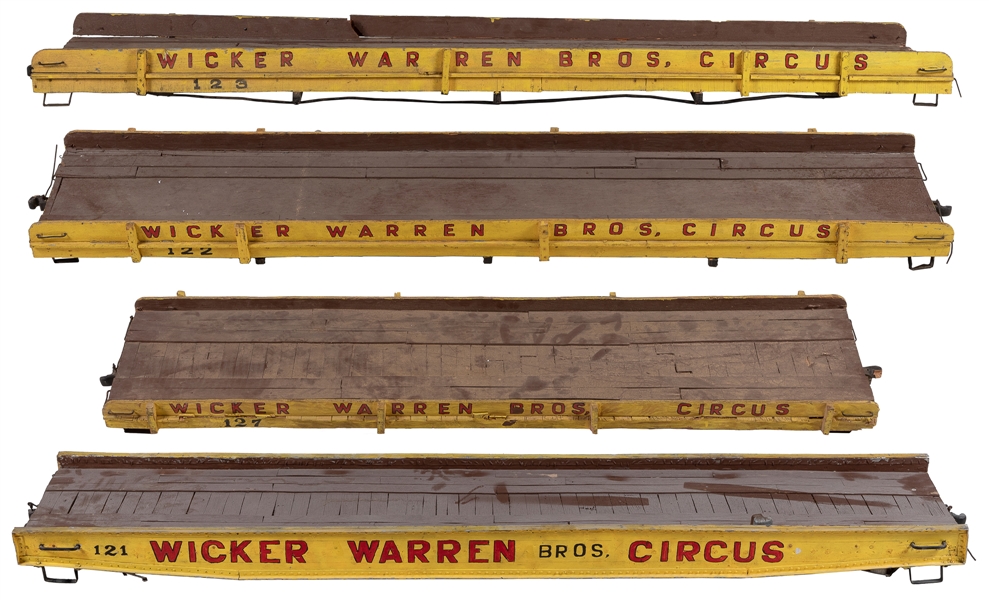  Wicker Warren Bros. Circus Large Model Railroad Flat Cars (...