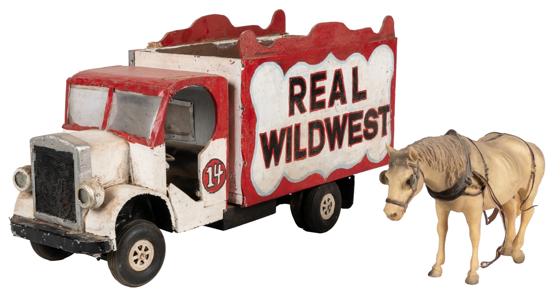  Real Wild West Model Circus Truck. Painted wood and metal m...