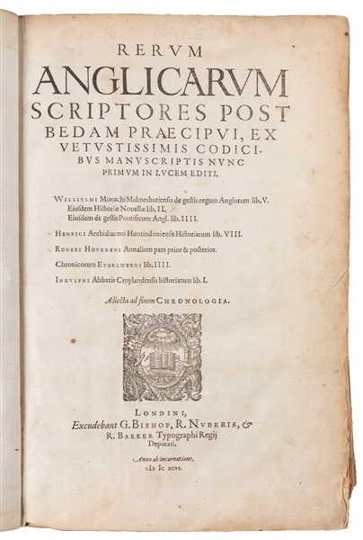  [ENGLISH CHRONICLES]. [SAVILE, Henry (1549-1622), compiler]...