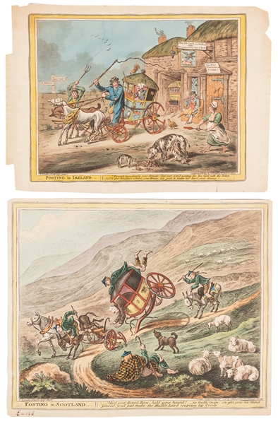  [HAND-COLORED PRINTS]. [GILLRAY, James (1756-1815)]. “Posti...