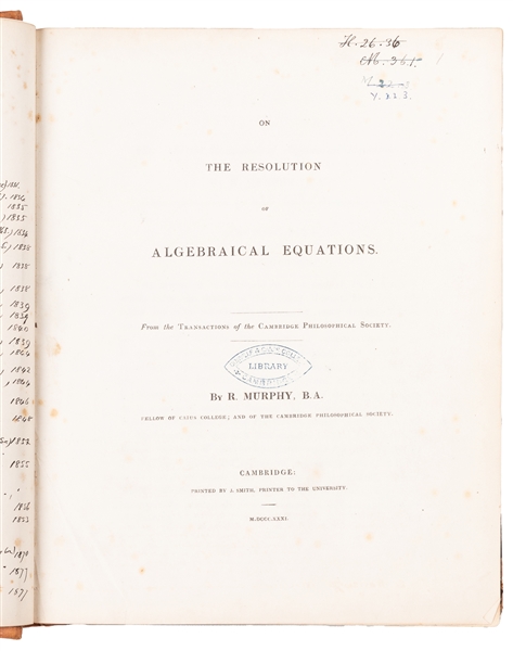  [MATHEMATICS AND SCIENCE]. MURPHY, Robert (1806-1843), GREE...