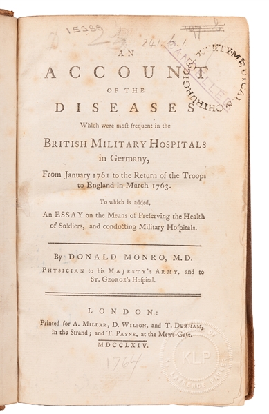  [MEDICINE]. MONRO, Donald (1727-1802). An Account of the Di...