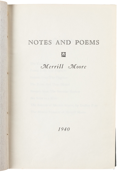  MOORE, Merrill (1903-1957). Notes and Poems. Boston: [Priva...