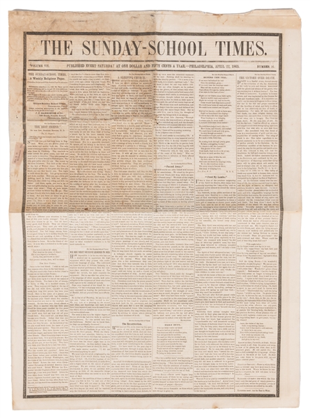  [NEWSPAPER]. [LINCOLN, Abraham (1801-1865), subject]. The S...