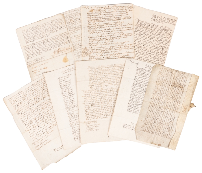  [BRITISH DEEDS AND DOCUMENTS]. Group of 10 Manuscript Docum...