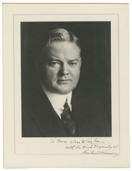  HOOVER, Herbert (1874-1964). Inscribed Photograph. [N.p., c...