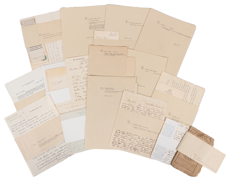  [LITERARY FIGURES]. Large Archive of Autograph Items by Lit...