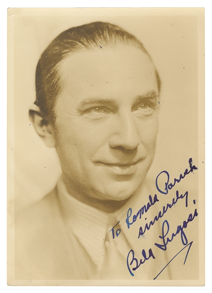  LUGOSI, Bela (1882-1956). Inscribed Photo. [N.p., ca. 1940s...