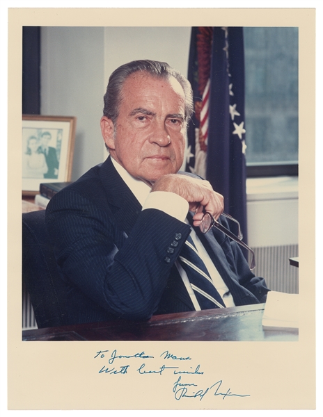  NIXON, Richard (1913-1994). Inscribed Photo. [N.p., ca. 198...