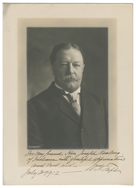  TAFT, William Howard (1857-1930). Inscribed Photograph. Was...