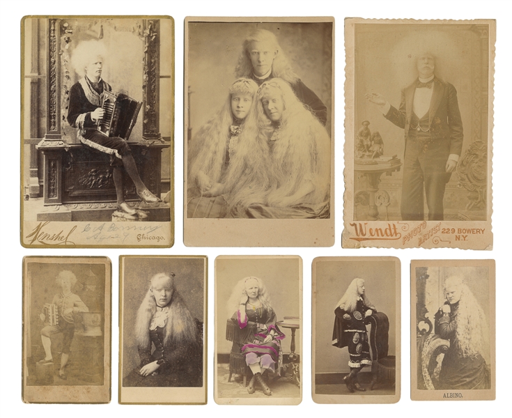  [ALBINOS]. Ten Photographs of Albino Circus and Sideshow Pe...