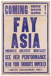  ASIA, Fay. FAY ASIA. Mason City, IA: Central Show Print, [c...
