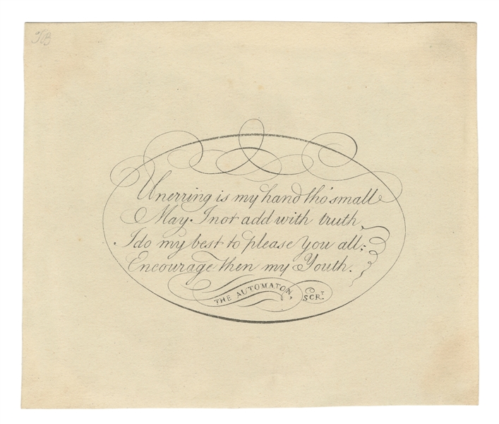  [AUTOMATON]. Writing Sample of an Automaton Calligrapher. [...