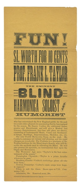  [BLIND MUSICIAN]. Prof. Frank L. Taylor. The Blind Harmonic...