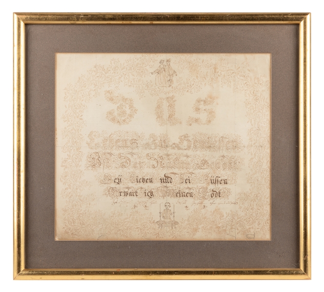  [ARMLESS CALLIGRAPHY]. SACHS, Simon. Elaborate Calligraphed...