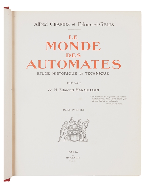  CHAPUIS, Alfred and Edouard Gelis. Le Monde des Automates. ...