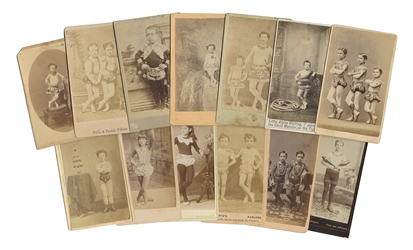  [CHILD WONDERS]. Group of 13 CDVs of Child Gymnasts and Acr...