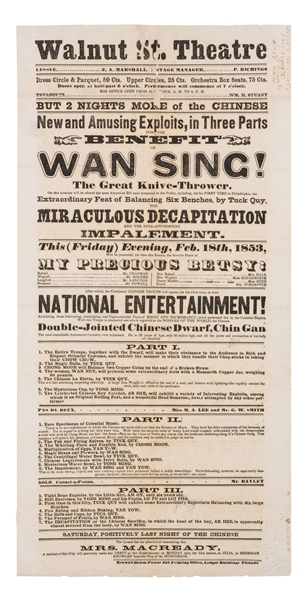  [CHINESE MAGICIANS]. Wan Sing! The Great Knife-Thrower. Phi...