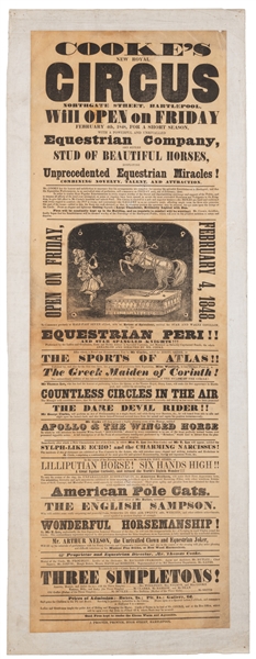  [CIRCUS]. Cooke’s New Royal Circus. Hartlepool: J. Procter,...