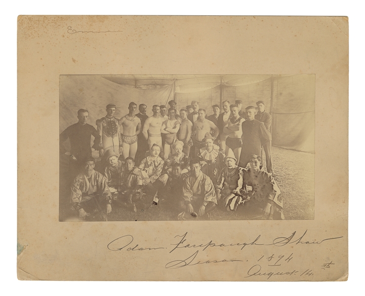  [CIRCUS]. Adam Forepaugh Show Group Portrait. N.p. Clowns, ...