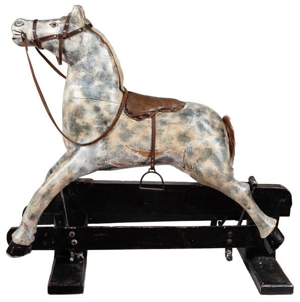  Carousel Rocking Horse. Polychrome carved and painted wood,...