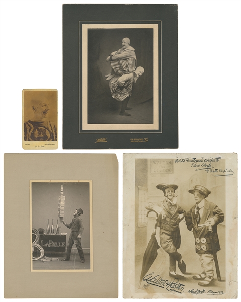  [CLOWNS]. [JUGGLER]. Four Clown Photographs. Includes: CDV ...