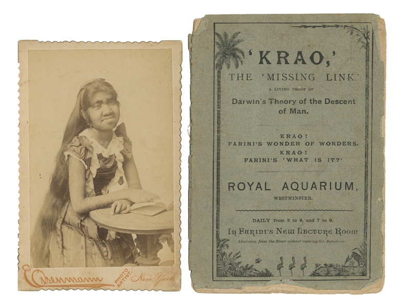  FARINI, Krao (1876–1926). Cabinet Card Portrait and Pitch B...