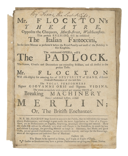  FLOCKTON, John (d. 1794). Collection of Five Flockton Playb...