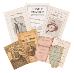  [FREAKS]. Group of 7 Pamphlets About Freaks. Including: “Ja...