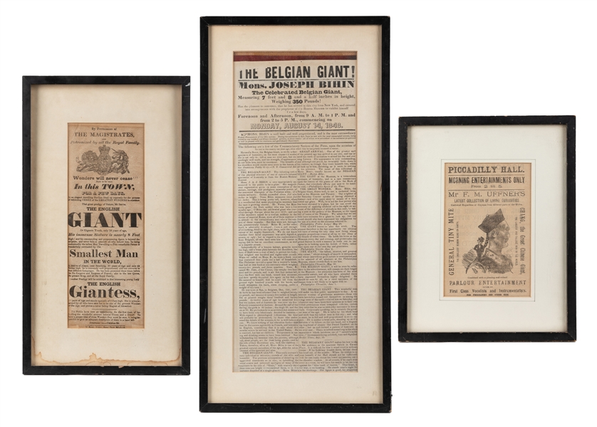  [GIANTS]. Three broadsides and handbills. Including: a doub...