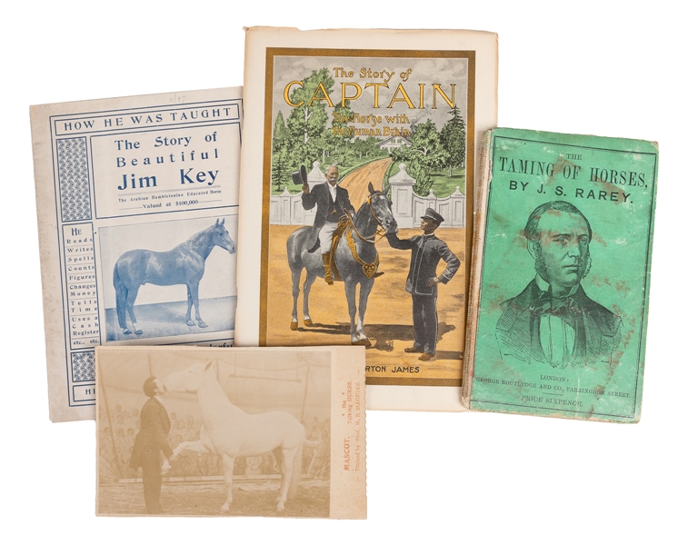  [HORSES]. Group of 3 booklets and a cabinet photo on traini...