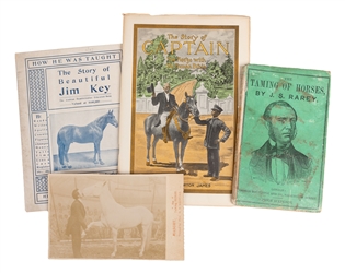 [HORSES]. Group of 3 booklets and a cabinet photo on traini...