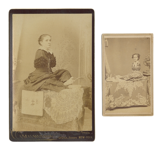  LEAK, Ann E. (b. 1839). Two Signed Photographs of Ann E. Le...