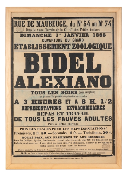  [LION TAMERS]. Bidel / Alexiano. Ouverture du Grand Etablis...