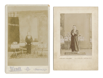  [MAGIC]. Two cabinet photos of midget magicians. Including ...