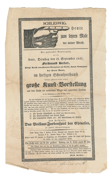  [MAGIC – BROADSIDE]. Ferdinand Becker, Konigl. Preuff conce...