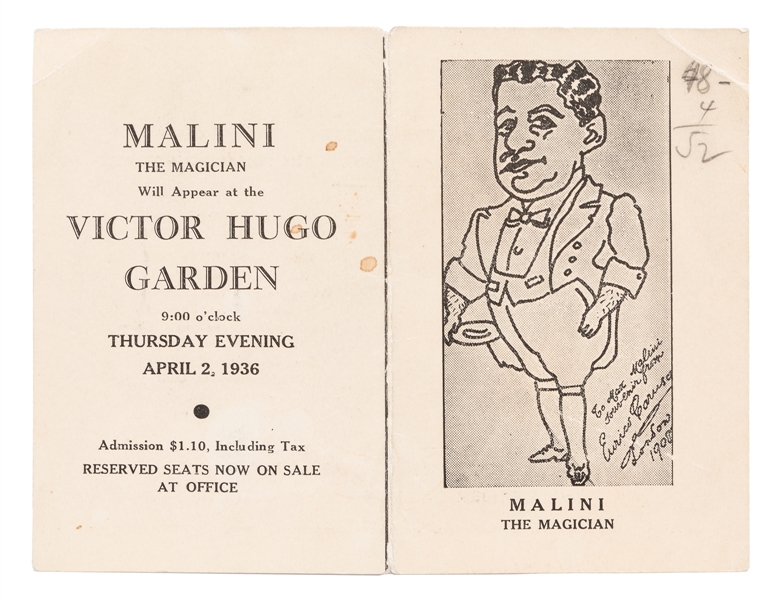  MALINI, Max (Max Katz Breit, 1873 - 1942). Malini Advertisi...