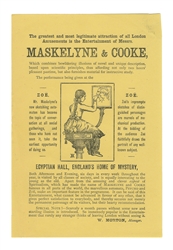  [MASKELYNE]. Handbill for Maskelyne’s Automaton, Zoë. [Lond...