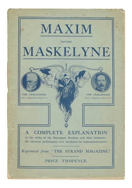  [MASKELYNE]. Maxim Versus Maskelyne. [London, 1910]. Blue p...