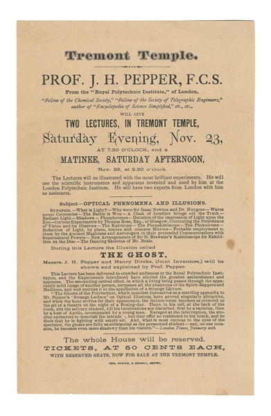  PEPPER, Professor J.H. (1821 – 1900). Tremont Temple. Prof....