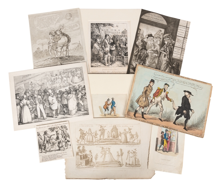  [PICKPOCKETS]. Group of 9 prints. V.p. (French and English)...