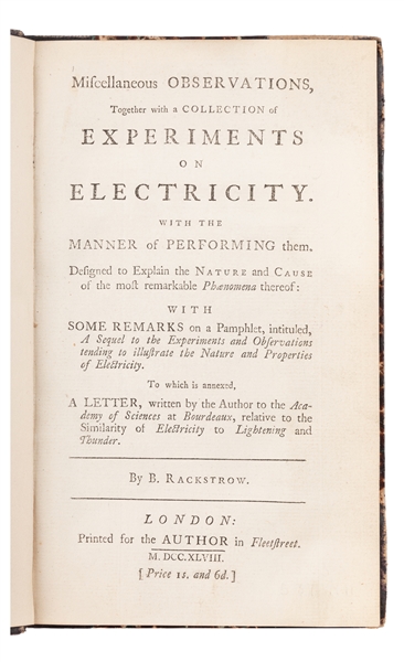  RACKSTORW, B. Miscellaneous Observations, Together with a C...