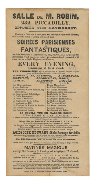  ROBIN, Henry (1811 – 74). Salle de M. Robin Handbill. [Lond...